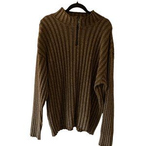 Cooper Ribbed Mock Neck with Zipper Size L Brown Sweater